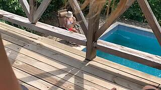 My sister-in-law bangs me while wife tans by pool