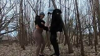 Topless Thick Girl Sucks Cock in the Park!