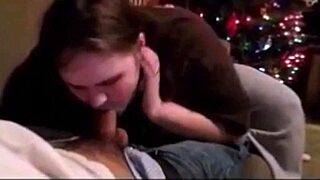 Wife Deepthroats Husband's Dick On Christmas, Swallowing Every Drop