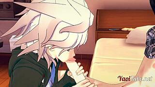 Ouma intensely blows nagito in doggy creampie yaoi