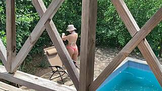 My sister-in-law bangs me while wife tans by pool