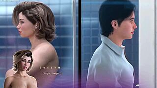 Busty landlady Evelyn catches her tenant masturbating