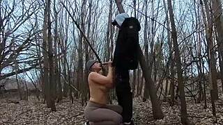 Topless Thick Girl Sucks Cock in the Park!