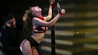 bound bdsm sub fingered while in stockings