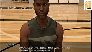 gorgeous brunette katie deepthroats monster cock in erotic game