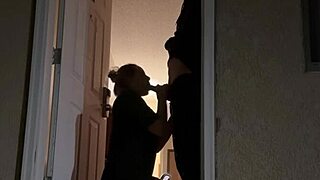 trying to get caught sex in the doorway at the hotel with big cock