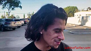 Brunette latin teen in public outdoor scene