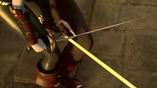 Busty elf dominates man in fight, rewarded with deepthroat blowjob and cowgirl riding