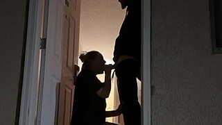 trying to get caught sex in the doorway at the hotel with big cock