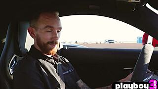 Perfect brunette alexandra tyler posed outdoor and exposed her nice boobs.