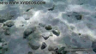 Public exhibitionist German teen VeronikaVonk flashes big boobs at sea 😜