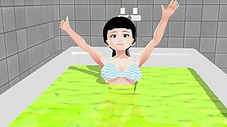 koko a reveals everything while bathing in anime hentai solo scene