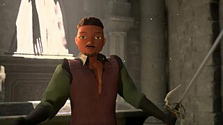 Busty elf dominates man in fight, rewarded with deepthroat blowjob and cowgirl riding