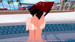 anzu mazaki fucks hard on the pool in yu-gi-oh ahegao style with tea gardner