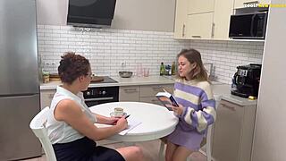stepmom guides stepdaughter in first hot experience
