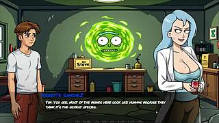 morty's sister squirts in the shower in portal parody hentai game