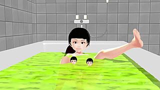 koko a reveals everything while bathing in anime hentai solo scene