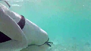 Public exhibitionist German teen VeronikaVonk flashes big boobs at sea 😜