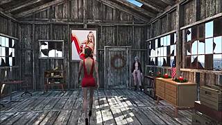 fallout 4 má tuhle roztomilou hubenou brunetku, co se sexy chová doma v 3d anime
