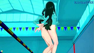 Rumi Usagiyama, Mirko, Tsuyu Asui, Izuku Midoriya intense action in My Hero Academia Hentai.