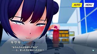 Kisaki strokes cock eagerly