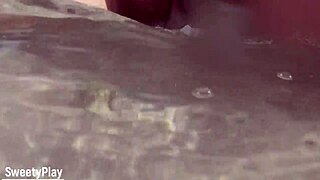 shaved bbw pussy peeing on public beach, wanna see?