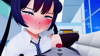 Kisaki strokes cock eagerly