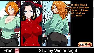 A steamy winter night in the snow with erotic cartoons