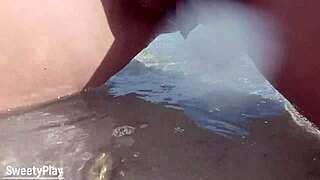 shaved bbw pussy peeing on public beach, wanna see?