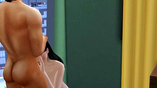 Passionate Anime Couple Banging Hard by the Window