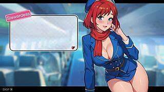 check out this honeysun gameplay with redhead stewardess in cosplay