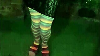 Crossdresser fucks small woman in nature