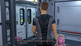 Cumshot on tits in stranded space game creampie.