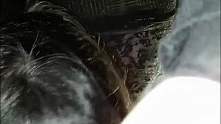 Crossdresser fucks small woman in nature