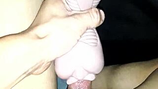 Breaking in tight new toy pussy with big cock solo