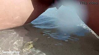 shaved bbw pussy peeing on public beach, wanna see?