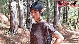Gothic Elf Slut Masturbating in the Forest, Wanna See Her Bent Over in Nature?