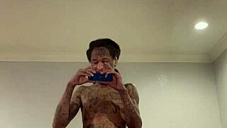 They ran a train on me, tattooed group handjob with big cocks.