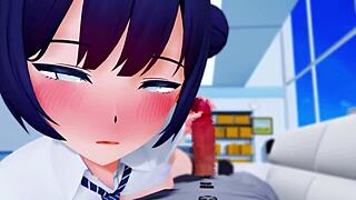 Kisaki strokes cock eagerly