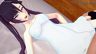 mona takes off the towel to fuck in uncensored hentai.