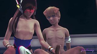 overwatch yaoi femboy d va gets fucked with dildo