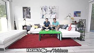 Hey, wanna see the best halftime threesome with oozing facials on Facials4k?