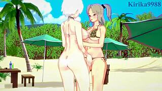 imu and miyabi in lesbian play - senran kagura hentai