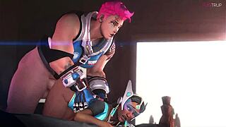 Symmetra se explora cachonda en jardín redux al aire libre