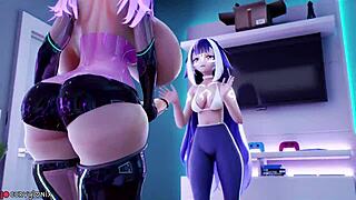 lewdcast curvylonix animation with big tits futanari squirting on monster cock