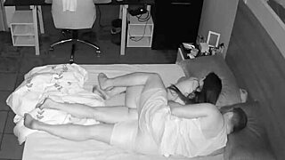 What went down with this busty brunette on the bed?