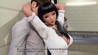 European College Couple Jerks Off Classmate's Cock Under Desk During Lecture In Skirts And Shoes.