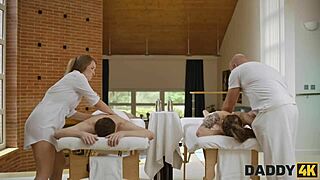 Daddy4k seduces son’s girlfriend with lustful massage and raw action.