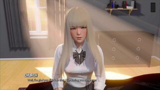 European College Couple Jerks Off Classmate's Cock Under Desk During Lecture In Skirts And Shoes.