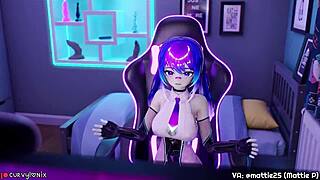 lewdcast curvylonix animation with big tits futanari squirting on monster cock